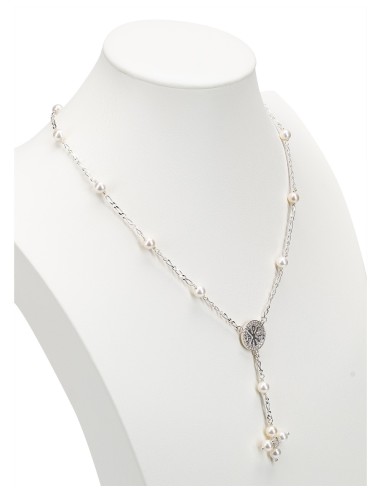 Pearls Sterling Silver Rosary Necklace | Vatican Gift