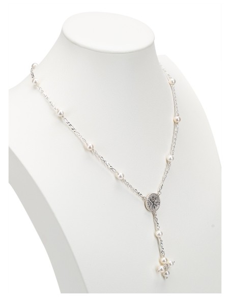 Pearls Sterling Silver Rosary Necklace | Vatican Gift