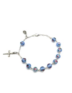 Sky Blue Murano glass bead Rosary Bracelet  | Vatican Gift