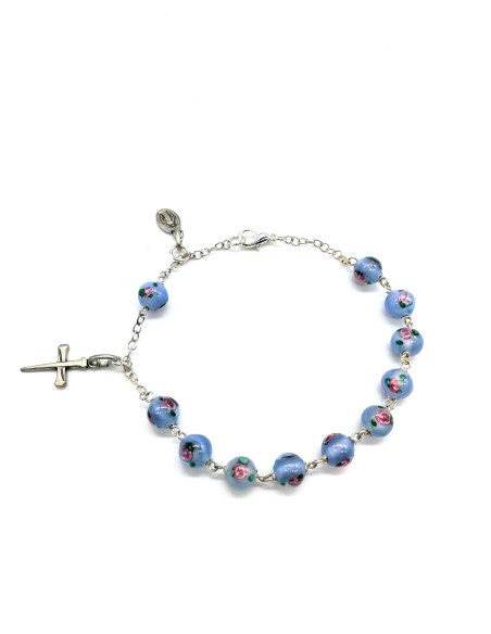 Sky Blue Murano glass bead Rosary Bracelet  | Vatican Gift Sky Blue Murano glass bead Rosary Bracelet  | Vatican Gift