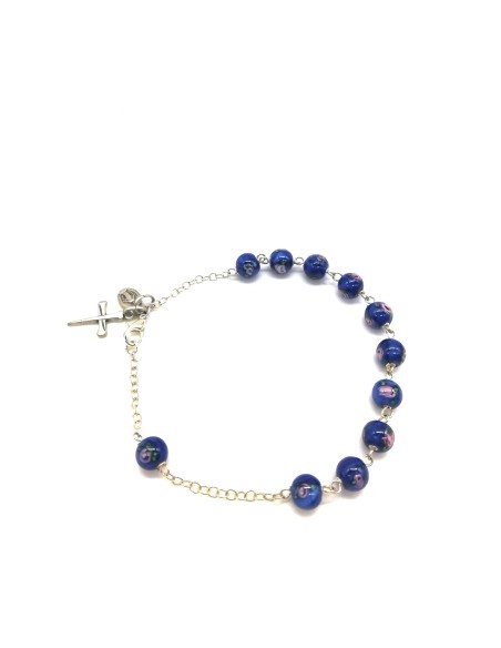 Blue Murano glass Rosary Bracelet  | Vatican Gift
