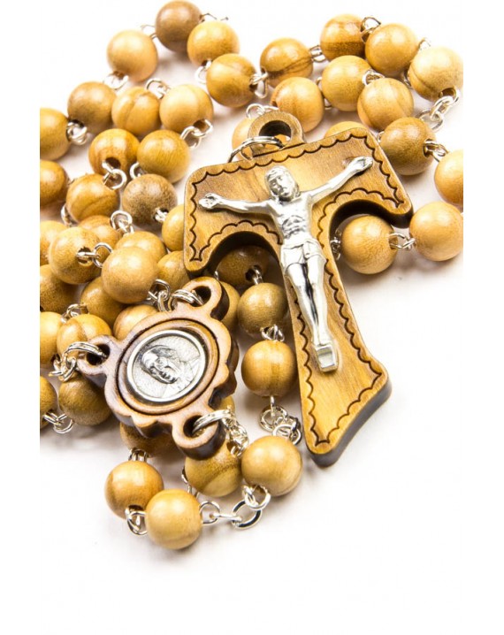 Tau Crucifix Ulive Woode Rosary with Pope Francis