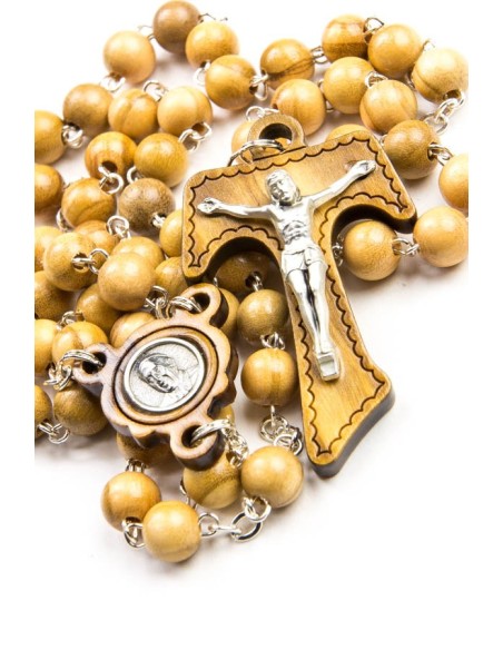 Tau Crucifix Ulive Woode Rosary with Pope Francis