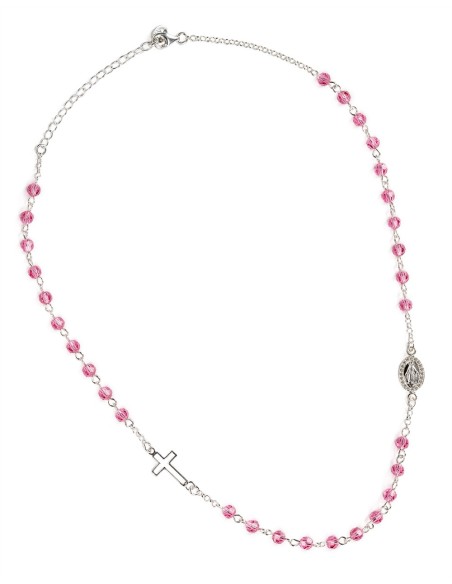 Pink Crystal Sterling Silver Necklace | Vatican Gift