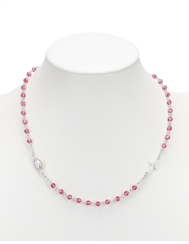Pink Crystal Sterling Silver Necklace | Vatican Gift