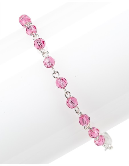 Pink Crystal Sterling Silver Necklace Bracelet Set | Vatican Gift