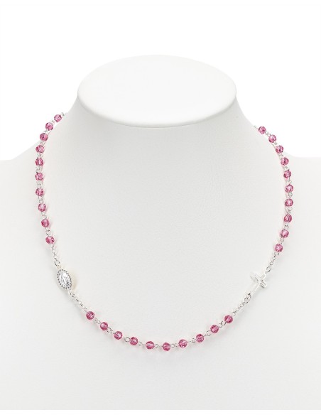 Pink Crystal Sterling Silver Necklace Bracelet Set | Vatican Gift