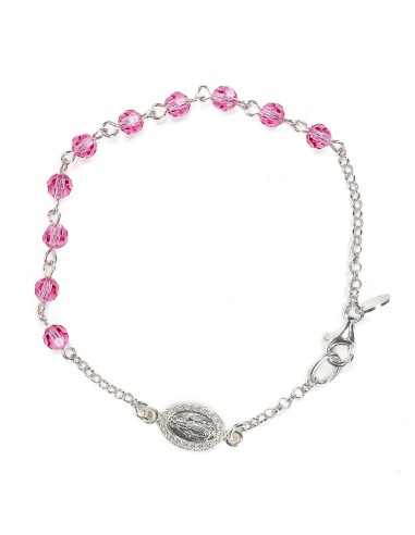 Pink Crystal Sterling Silver Necklace Bracelet Set | Vatican Gift