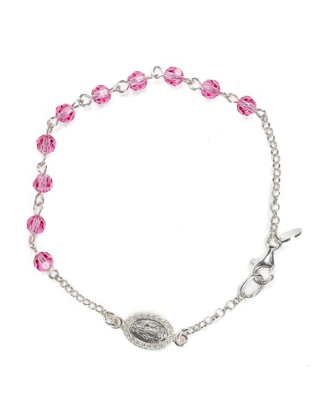 Pink Crystal Sterling Silver Necklace Bracelet Set | Vatican Gift