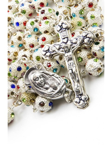 Multicolored Rhinestone Metal Rosary