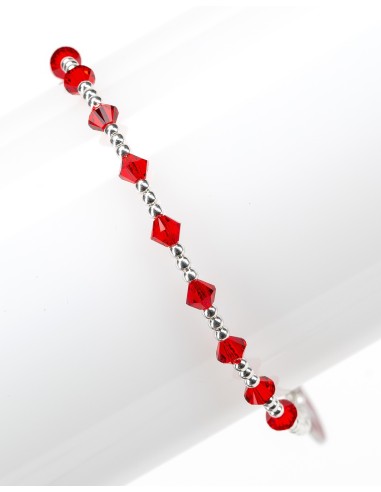 Red Crystal Sterling Silver Rosary Bracelet Maltese Cross | Vatican Gift