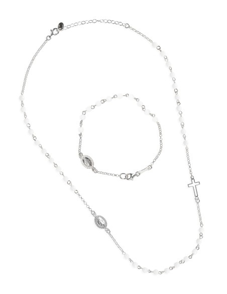 White Jade Sterling Silver Necklace Bracelet Set | Vatican Gift White Jade Sterling Silver Necklace Bracelet Set | Vatican Gift