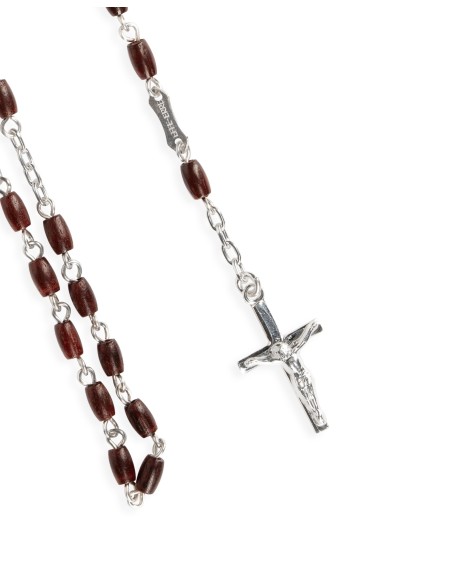Sterling Silver Rosary Mahogany Wood | Vatican Gift