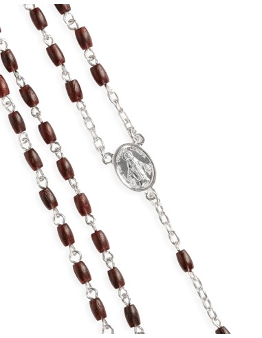 Sterling Silver Rosary Mahogany Wood | Vatican Gift