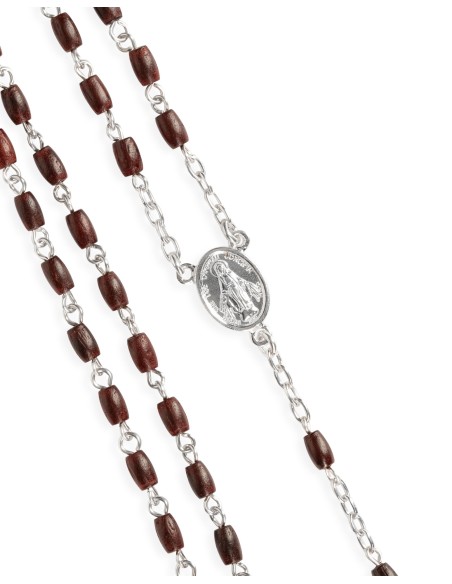 Sterling Silver Rosary Mahogany Wood | Vatican Gift