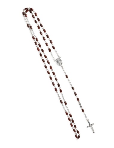 Sterling Silver Rosary Mahogany Wood | Vatican Gift