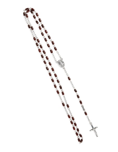 Sterling Silver Rosary Mahogany Wood | Vatican Gift