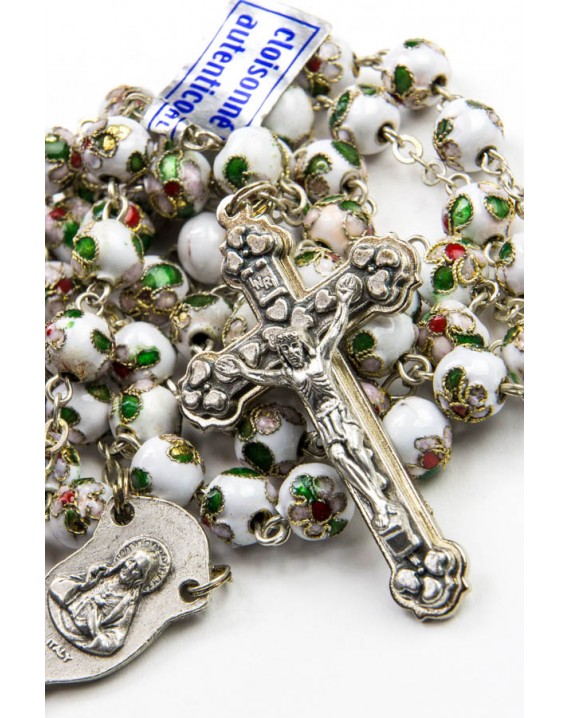 White Cloisonne Rosary