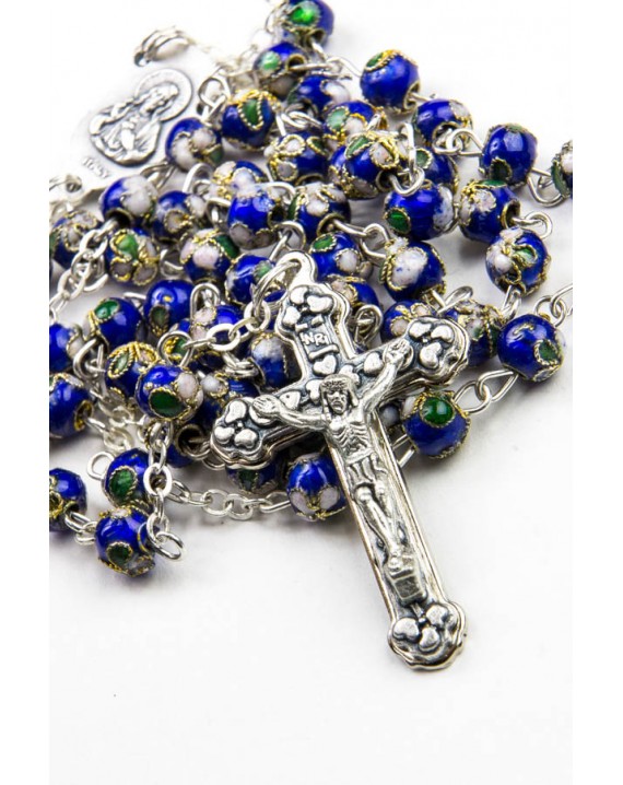 Deep Blue Cloisonne small Rosary