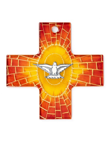 Dove Holy Spirit on Glass Cross | Vatican Gift Dove Holy Spirit on Glass Cross | Vatican Gift