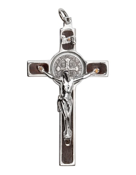 St Benedict Sterling Silver and Steel Crucifix  | Vatican Gift