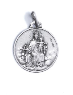 Sterling Silver  Virgin Mary of Pompeii Scapular Double Side Medal 2