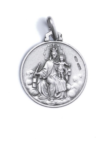 Sterling Silver  Virgin Mary of Pompeii Scapular Double Side Medal