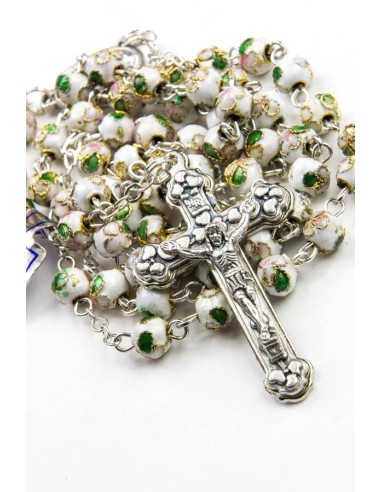 White Cloisonne small Rosary