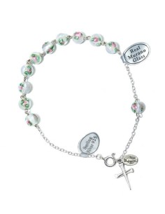 White Murano glass Beads Rosary bracelet  | Vatican Gift