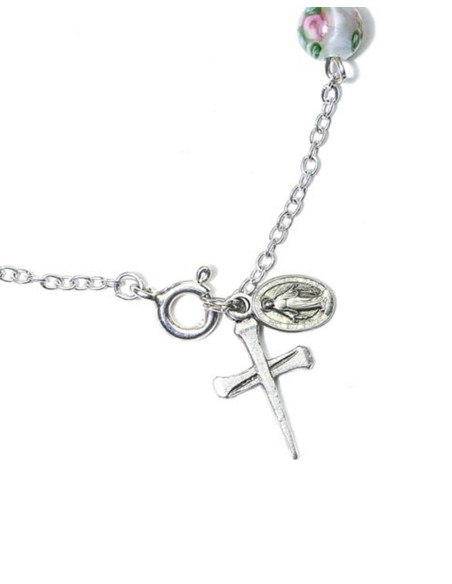 White Murano glass Beads Rosary bracelet  | Vatican Gift