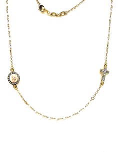 Crystal  Necklace with Crucifix with strass - White - Metal Gold  | Vatican Gift