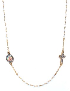 Crystal  Necklace with Crucifix with strass - White - Metal Gold  | Vatican Gift 2