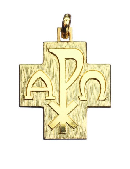Gold Plated Sterling Silver Alpha Omega Cross Pendant Gold Plated Sterling Silver Alpha Omega Cross Pendant