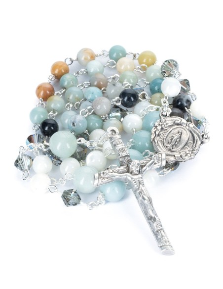 Amazzonite Crystal Mother of Pearl Rosary Amazzonite Crystal Mother of Pearl Rosary