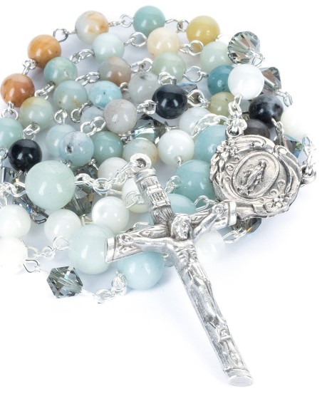 Amazzonite Crystal Mother of Pearl Rosary Amazzonite Crystal Mother of Pearl Rosary