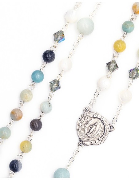 Amazzonite Crystal Mother of Pearl Rosary Amazzonite Crystal Mother of Pearl Rosary