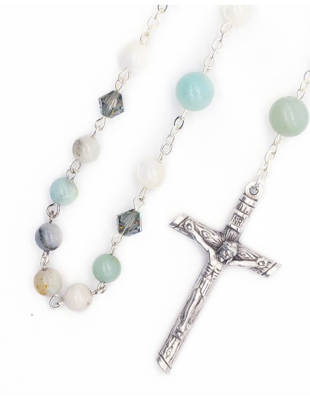 Amazzonite Crystal Mother of Pearl Rosary Amazzonite Crystal Mother of Pearl Rosary