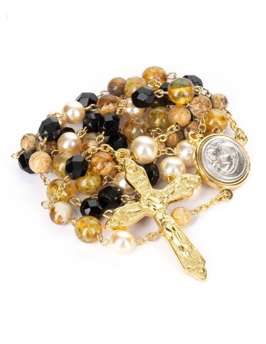 Pearls Glass Jasper Rosary