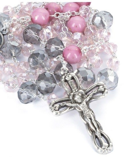 Center Rose Clear Purple Pink Glass Rosary Center Rose Clear Purple Pink Glass Rosary