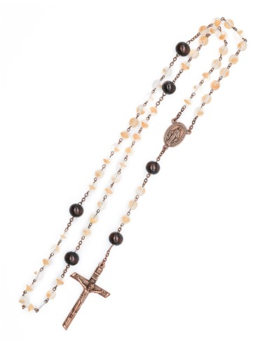 Wood Bronze Bohemian Glass Rosary