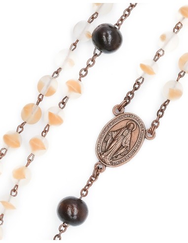 Wood Bronze Bohemian Glass Rosary