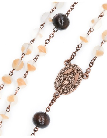 Wood Bronze Bohemian Glass Rosary Wood Bronze Bohemian Glass Rosary