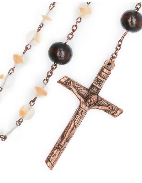 Wood Bronze Bohemian Glass Rosary Wood Bronze Bohemian Glass Rosary