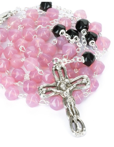 Pink Black Bohemian Glass Rosary Pink Black Bohemian Glass Rosary