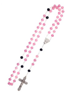 Pink Black Bohemian Glass Rosary 2