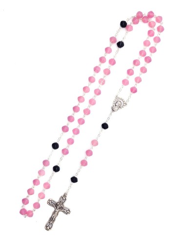 Pink Black Bohemian Glass Rosary