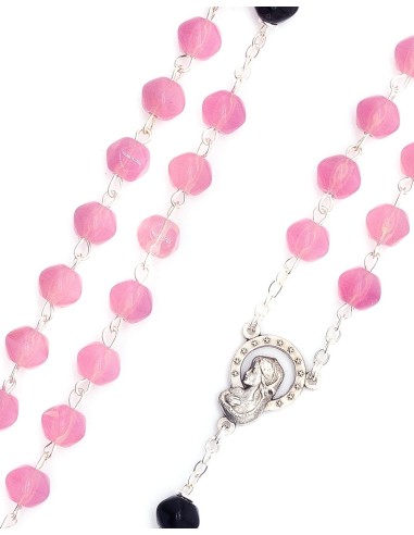Pink Black Bohemian Glass Rosary