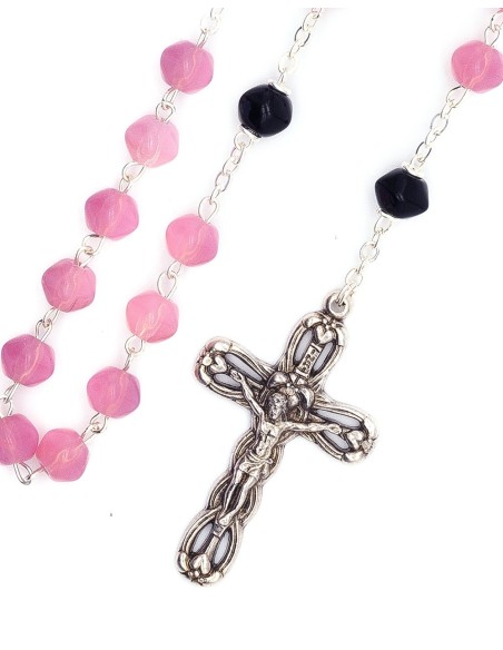 Pink Black Bohemian Glass Rosary Pink Black Bohemian Glass Rosary