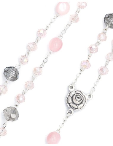 Clear Purple Pink Glass Rosary