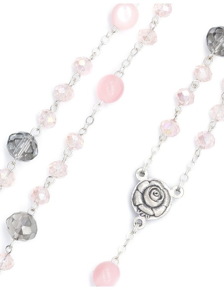 Clear Purple Pink Glass Rosary